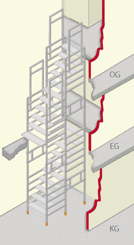 Escalier de chantier droit-supérieur
